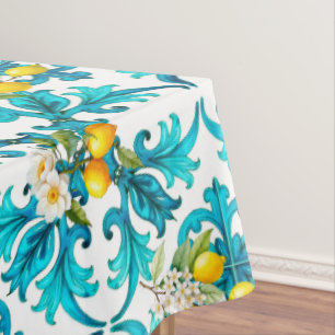 Sicilian,summer,lemon,mosaic,blue, Tablecloth