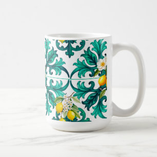 Sicilian,summer,lemon,mosaic,green, Coffee Mug