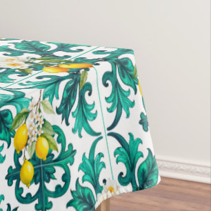 Sicilian,summer,lemon,mosaic,green, Tablecloth