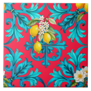 Sicilian,summer,lemon,mosaic,pink, Tile