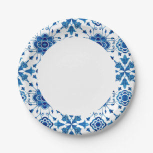 Sicilian Summer Lemons Mediterranean Tile Paper Plate