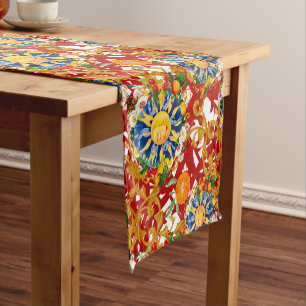 Sicilian sun,half moon,summer,majolica,lemon, short table runner