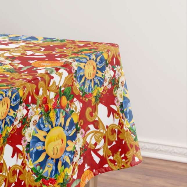 Sicilian sun,half moon,summer,majolica,lemon, tablecloth (In Situ)