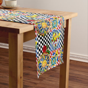 Sicilian sun,lemon,mediterranean tiles, medium table runner