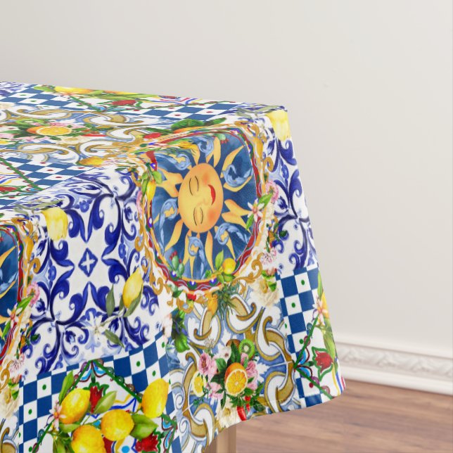 Sicilian sun,lemon,mediterranean tiles, tablecloth (In Situ)
