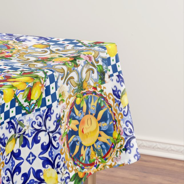 Sicilian sun,lemon,mediterranean tiles, tablecloth (In Situ)
