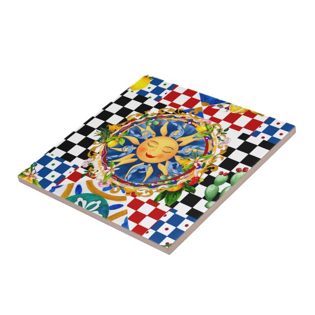 Sicilian sun,lemon,mediterranean tiles, tile (Side)
