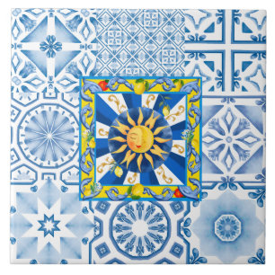 Sicilian sun,lemon,mosaic,majolica, tile