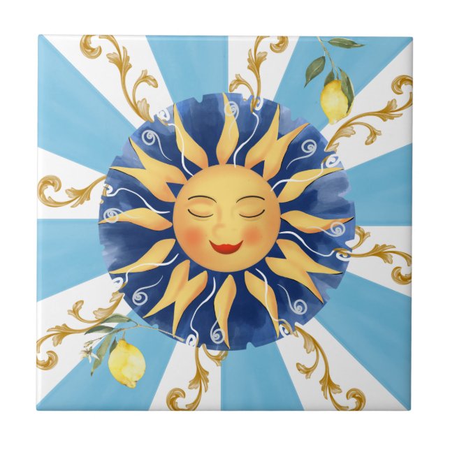 Sicilian sun,mosaic,Mediterranean, Tile (Front)