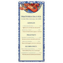 Sicilian Tile Italian Restaurant Menu Rack Card