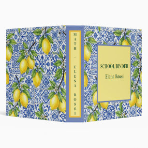Sicilian Tile & Lemon Personalized Back to School Binder