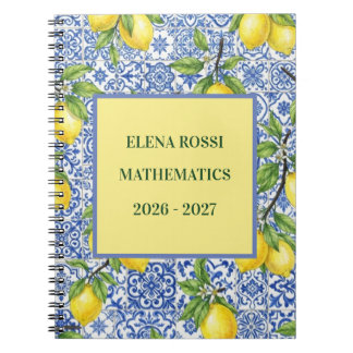 Sicilian Tile & Lemon Personalized Back to School Notebook