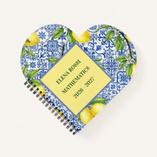 Sicilian Tile & Lemon Personalized Back to School Notebook