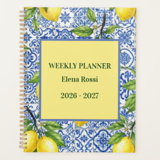 Sicilian Tile & Lemon Personalized Back to School Planner