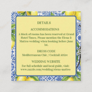 Sicilian Tile & Lemon Wedding Enclosure Card