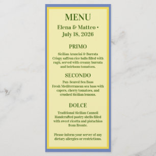 Sicilian Tile & Lemon Wedding Menu