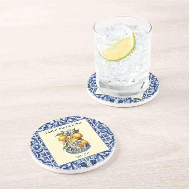 Sicilian Tile Limoncello Italian Restaurant Coaster (Side)