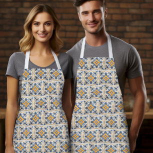 Sicilian Tile Pattern Apron Italian Heritage Gift