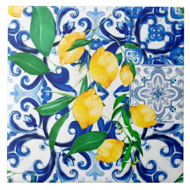 Sicilian tiles,lemon,mosaic,majolica, tile (Front)