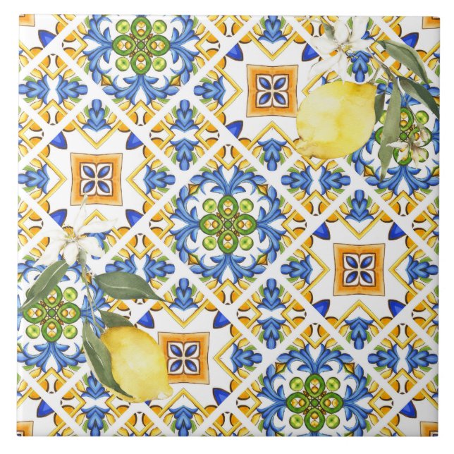 Sicilian tiles,majolica,lemon, tile (Front)
