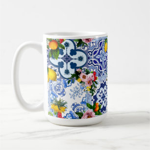 Sicilian tiles,majolica ,lemons,citrus  coffee mug