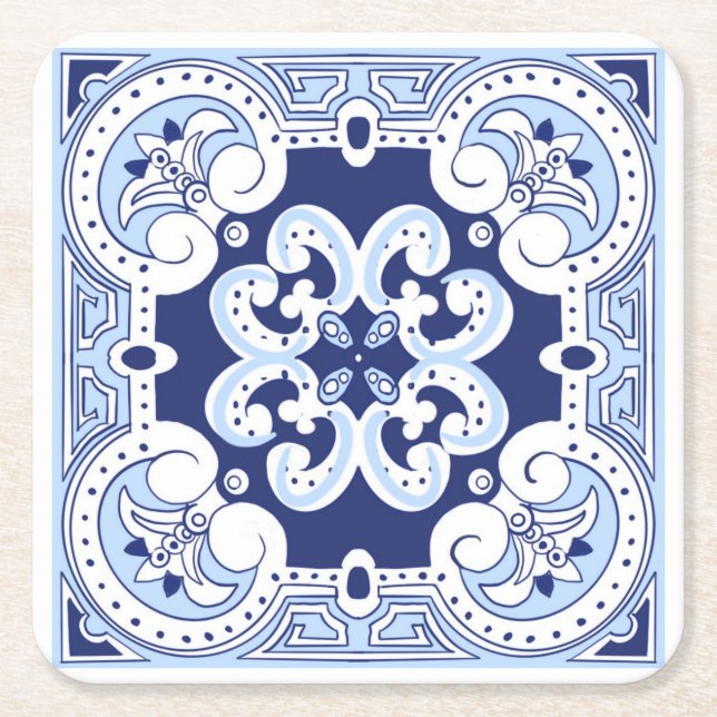 Sicilian tiles,majolica tile square paper coaster (Front)