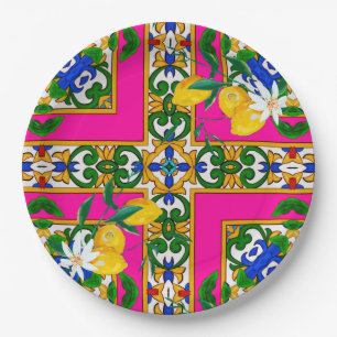 Sicilian tiles,mosaic,baroque, paper plate