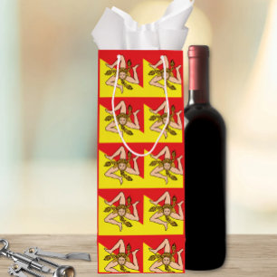 Sicilian Trinacria All-Over Flag Pattern Sicily Wine Gift Bag