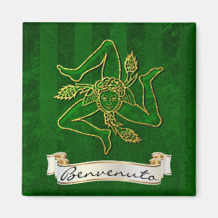 Sicilian Trinacria Benvenuto Magnet