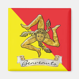 Sicilian Trinacria Benvenuto Magnet