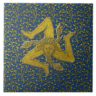 Sicilian Trinacria Gold Personalize Ceramic Tile