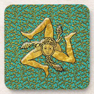 Sicilian Trinacria Gold Personalize Colour Coaster