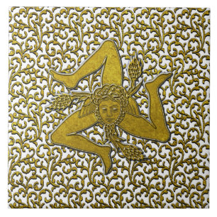 Sicilian Trinacria Gold Personalize Tile