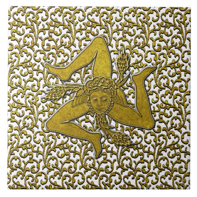Sicilian Trinacria Gold Personalize Tile (Front)