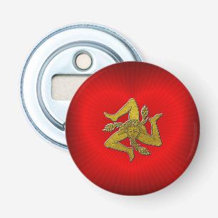 Sicilian Trinacria Gold Red Heart Bottle Opener