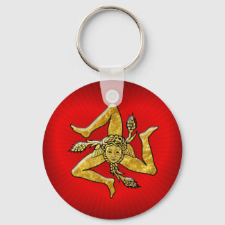Sicilian Trinacria in Gold on Heart Keychain