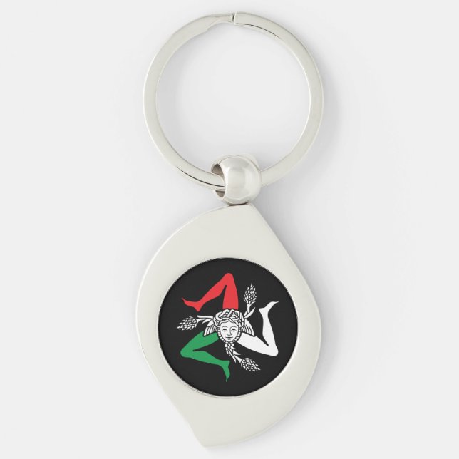 Sicilian Trinacria Medusa Emblem Italian Theme Keychain (Front)