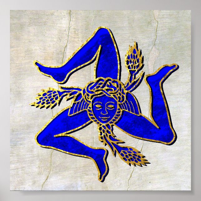 Sicilian Trinacria on Plaster Poster (Front)