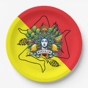 Sicilian Trinacria  Paper Plate