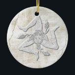 Sicilian Trinacria Vintage Fresco Look Ceramic Ornament<br><div class="desc">Sicilian Trinacria Vintage Fresco Look</div>