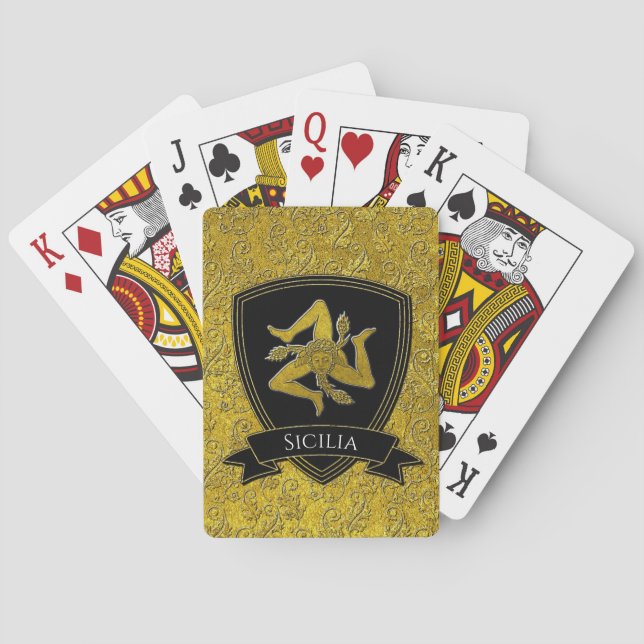 Sicilian Trinacria Your Text Playing Cards (Back)