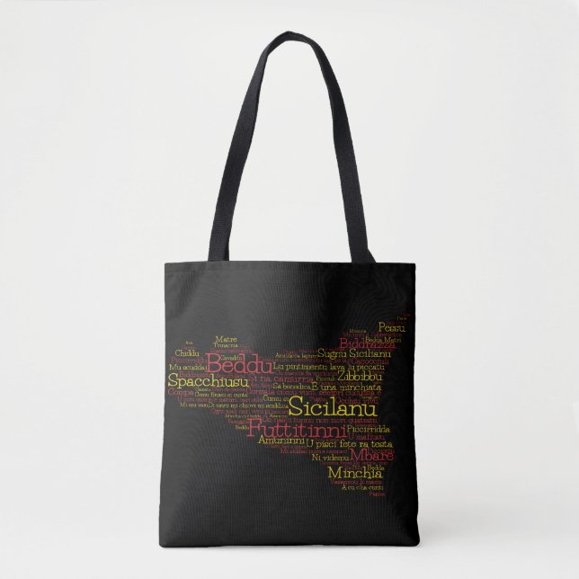 Sicilian Word Art Map Tote Bag (Front)