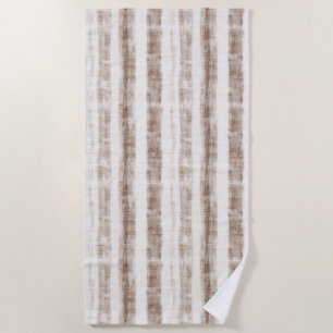 Sicilian Woven Cream Tan Stripes Beach Towel