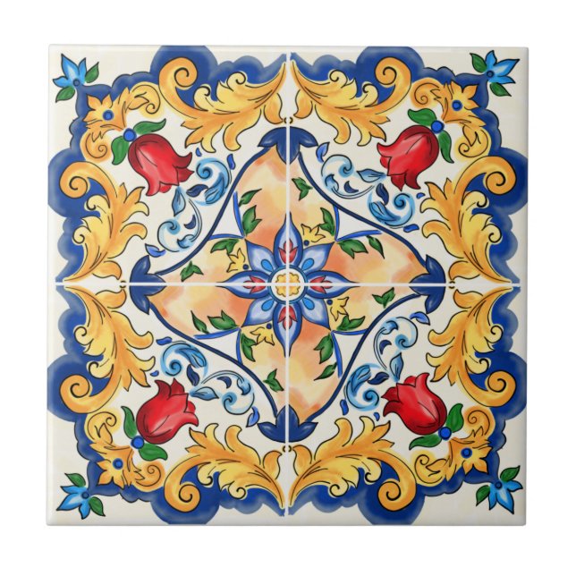Sicilienne Majolica Motif de carreaux colorés (Devant)