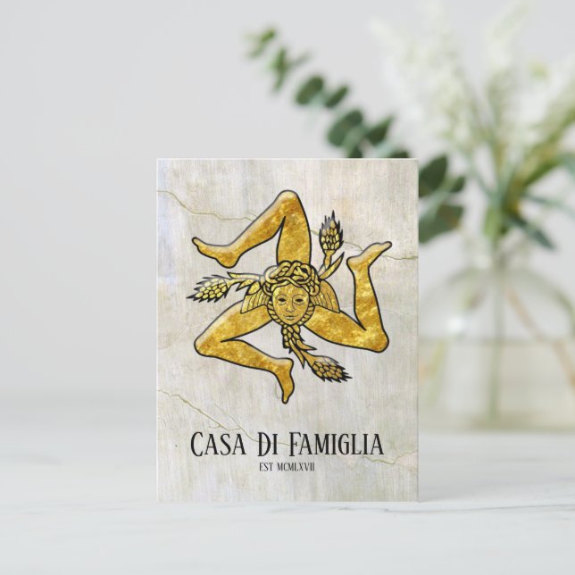 Sicilienne Trinacria Votre Carte Postale Texte (Debout devant)