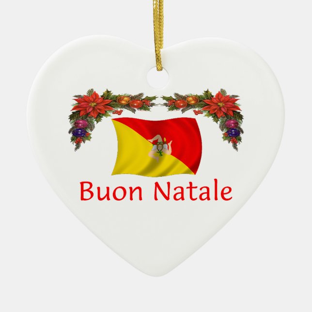 Sicily Christmas Ceramic Ornament (Front)