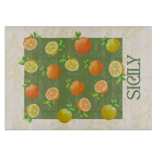 Sicily Citrus Wall Art   Italian Orange & Lemon  Cutting Board