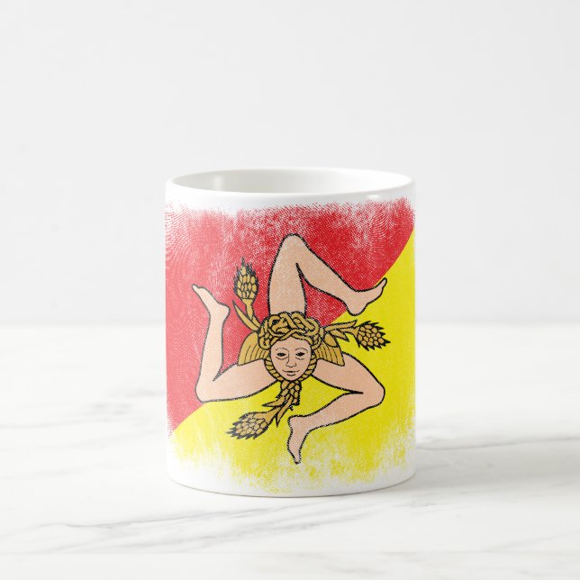 Sicily Flag Souvenir - Distressed Sicilian Design Coffee Mug (Center)