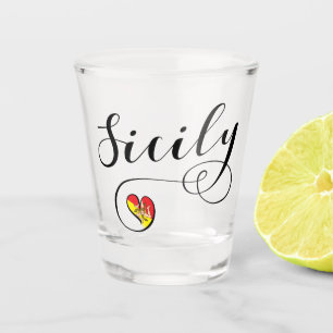 Sicily Heart Flag, Sicilian, Shot Glass