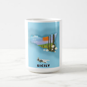 Sicily Illustrated map travel poster Magic Mug